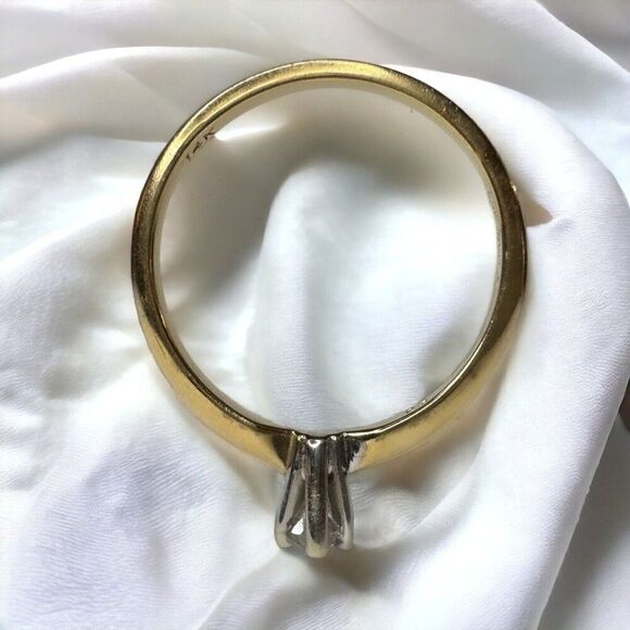 14k Gold 1/4 Carat Pear Diamond Ring Sz 6.5 Engagement Ring Wedding Ring 1.7g - Picture 5 of 16